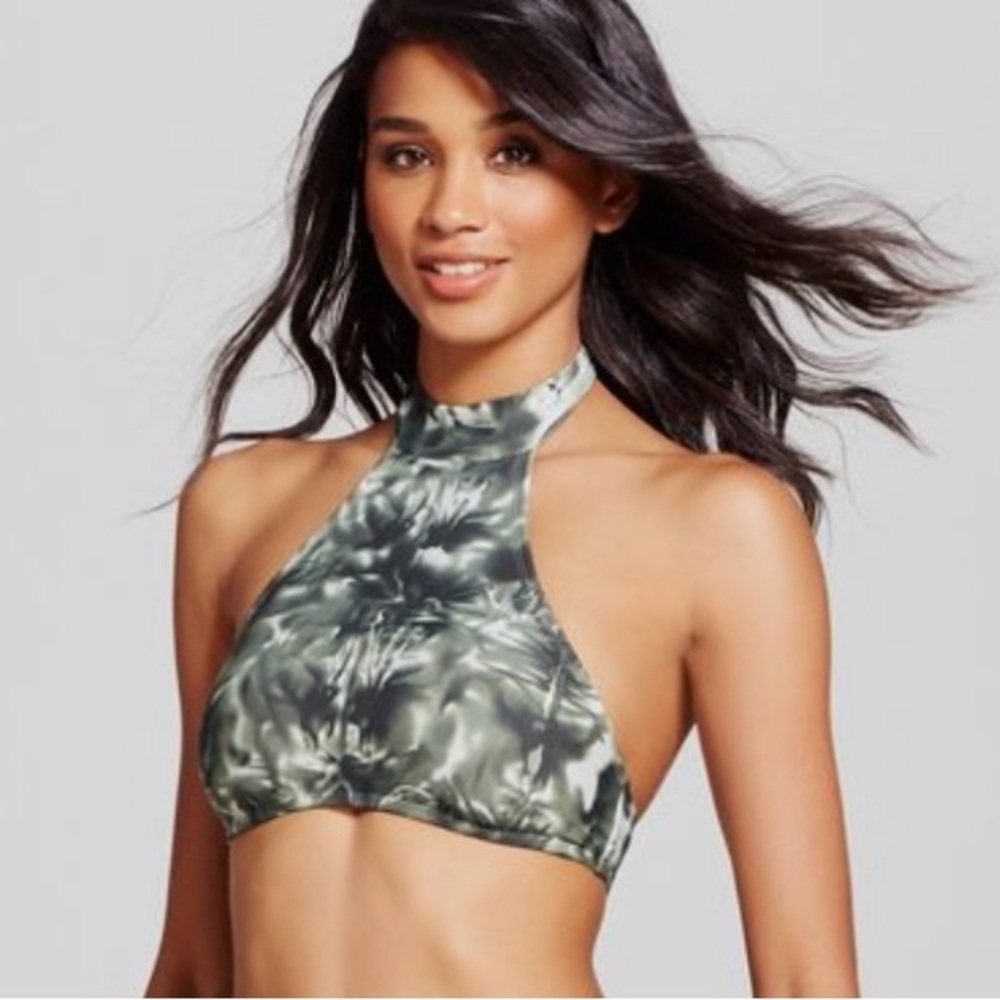 3/$20 Mossimo high neck army olive green bikini top size small